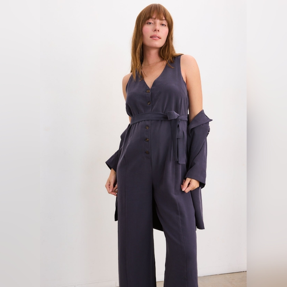 NEW Hatch The Elliot Jumpsuit In Slate Blue